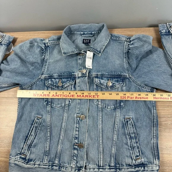 GAP Puff Sleeve Icon Denim Jean Jacket Indigo Blue - Picture 11 of 15